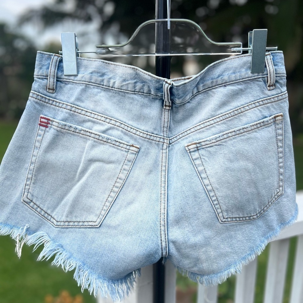 BDG Light Blue Jean Shorts Distressed Raw Hem High-Waisted - Picture 7 of 7